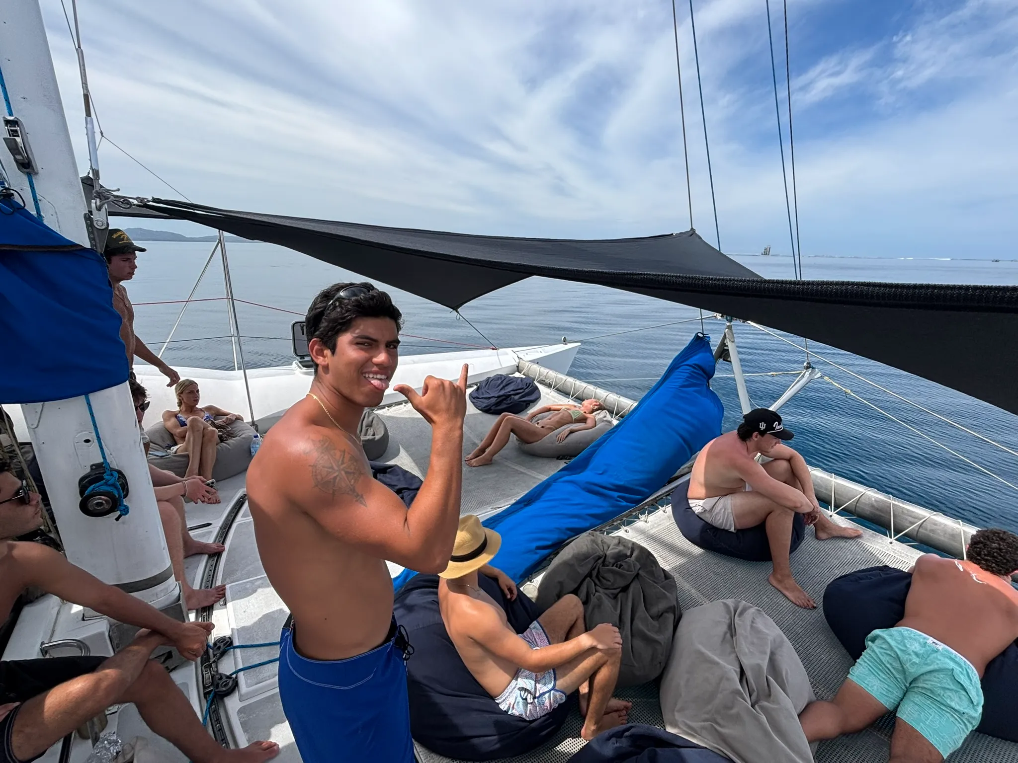 Guests relaxing aboard a sailing boat