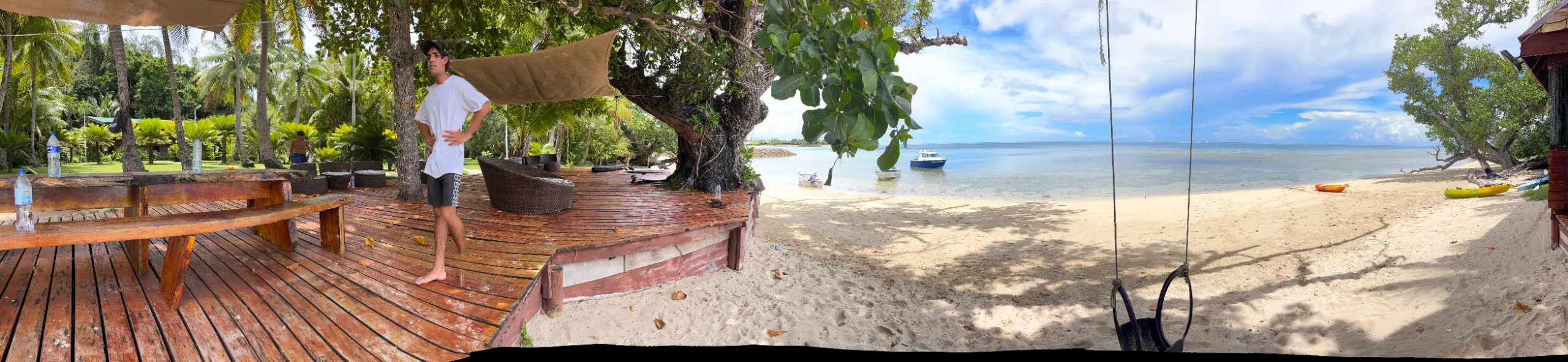 Panoramic villa deck and beachfront on Malolo Island